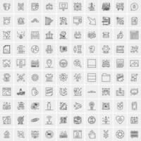 paquete de 100 iconos de líneas universales para móviles y web vector