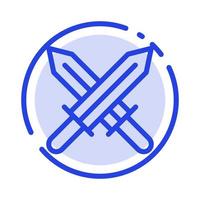 Sword Ireland Swords Blue Dotted Line Line Icon vector