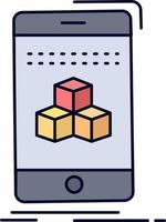 box 3d cube smartphone product Flat Color Icon Vector