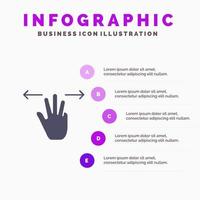 Gestures Hand Mobile Three Fingers Solid Icon Infographics 5 Steps Presentation Background vector
