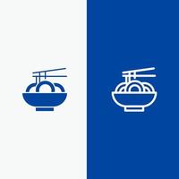 Noodle Food China Chinese Line and Glyph Solid icon Blue banner vector