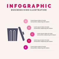 ecología medio ambiente basura basura sólido icono infografía 5 pasos presentación antecedentes vector