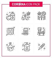 conjunto de iconos de prevención de coronavirus 2019ncov covid19 salud fitness conferencia drogas medicina coronavirus viral 2019nov enfermedad vector elementos de diseño