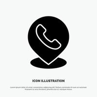 Telephone Phone Map Location solid Glyph Icon vector