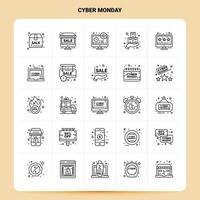 OutLine 25 Cyber Monday Icon set Vector Line Style Design Black Icons Set Linear pictogram pack Web and Mobile Business ideas design Vector Illustration