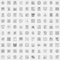 Pack of 100 Universal Line Icons for Mobile and Web vector