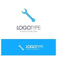 llave ajustable construcción reparación azul sólido logotipo con lugar para eslogan vector