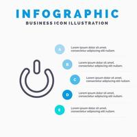 botón apagado en el icono de la línea de alimentación con 5 pasos de fondo de infografía de presentación vector