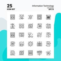 25 conjunto de iconos de tecnología de la información 100 archivos eps 10 editables concepto de logotipo de empresa ideas diseño de icono de línea vector