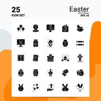 25 Easter Icon Set 100 Editable EPS 10 Files Business Logo Concept Ideas Solid Glyph icon design vector