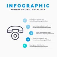 Telephone Call Phone Line icon with 5 steps presentation infographics Background vector