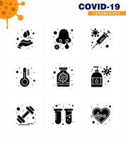 Coronavirus 2019nCoV Covid19 Prevention icon set capsule thermometer flu temperature healthcare viral coronavirus 2019nov disease Vector Design Elements