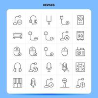 OutLine 25 Devices Icon set Vector Line Style Design Black Icons Set Linear pictogram pack Web and Mobile Business ideas design Vector Illustration