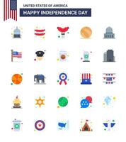 Big Pack of 25 USA Happy Independence Day USA Vector Flats and Editable Symbols of thanksgiving american ball usa city Editable USA Day Vector Design Elements