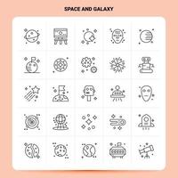 OutLine 25 Space And Galaxy Icon set Vector Line Style Design Black Icons Set Linear pictogram pack Web and Mobile Business ideas design Vector Illustration