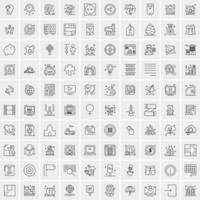 paquete de 100 iconos de líneas universales para móviles y web vector