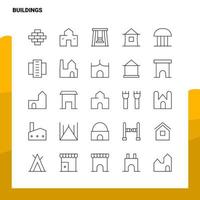 conjunto de iconos de línea de edificios conjunto 25 iconos diseño de estilo minimalista vectorial conjunto de iconos negros paquete de pictogramas lineales vector