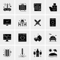 16 iconos de negocios universales vector ilustración de icono creativo para usar en proyectos relacionados con la web y dispositivos móviles