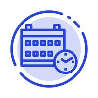 Calendar Day Date Education Blue Dotted Line Line Icon vector