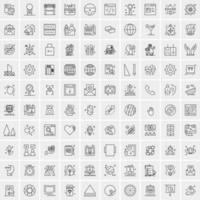 Pack of 100 Universal Line Icons for Mobile and Web vector