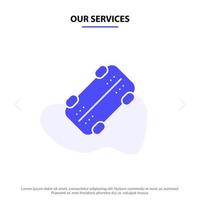 Our Services Skate Skateboard Sport Solid Glyph Icon Web card Template vector