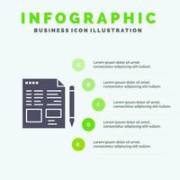 File Text Pencil Education Infographics Presentation Template 5 Steps Presentation vector