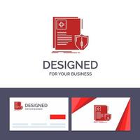 tarjeta de visita creativa y plantilla de logotipo documento protección escudo salud médica ilustración vectorial vector