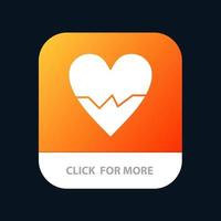 botón de aplicación móvil heart love beat skin versión de glifo de android e ios vector