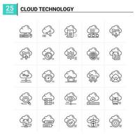 Fondo de vector de conjunto de iconos de tecnología de nube 25