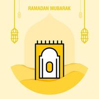 plantilla de saludo ramadan kareem media luna islámica y linterna árabe ilustración vectorial vector