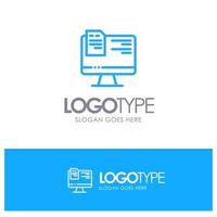 Computer File Education Online Blue outLine Logo with place for tagline vector