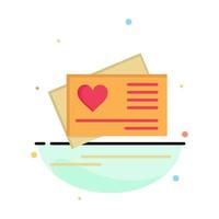 Card Love Heart Wedding Abstract Flat Color Icon Template vector