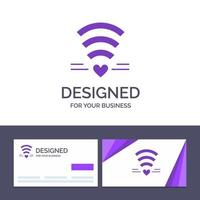 tarjeta de visita creativa y plantilla de logotipo wifi amor boda corazón vector ilustración