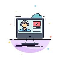 tutorials video media online education Flat Color Icon Vector