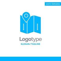 mapa ubicación direcciones ubicación azul sólido logotipo plantilla lugar para eslogan vector