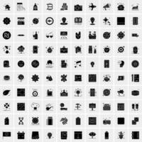 Set of 100 Universal Solid Icons vector