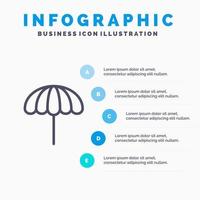 Beach Umbrella Weather Wet Line icon with 5 steps presentation infographics Background vector