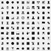 Set of 100 Universal Solid Icons vector