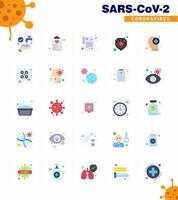 Corona virus 2019 and 2020 epidemic 25 Flat Color icon pack such as healthcare virus plan shield protection viral coronavirus 2019nov disease Vector Design Elements