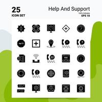 25 Help And Support Icon Set 100 Editable EPS 10 Files Business Logo Concept Ideas Solid Glyph icon design vector