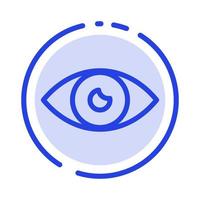 aplicación icono básico diseño ojo móvil línea punteada azul icono de línea vector