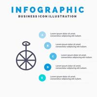 Wheel Cycle Circus Blue Infographics Template 5 Steps Vector Line Icon template