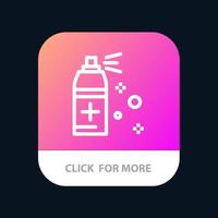botón de aplicación móvil de spray de limpieza de botellas versión de línea android e ios vector