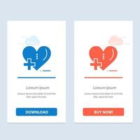 Love HealthCare Hospital Heart Care  Blue and Red Download and Buy Now web Widget Card Template vector