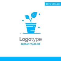 hoja ecología primavera naturaleza azul sólido logotipo plantilla lugar para eslogan vector