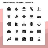 25 conjunto de iconos de economía de mercado y finanzas bancarias plantilla de ilustración de vector de icono de glifo sólido para ideas web y móviles para empresa comercial
