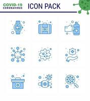 Simple Set of Covid19 Protection Blue 25 icon pack icon included infection corona gestures epidemic antigen viral coronavirus 2019nov disease Vector Design Elements