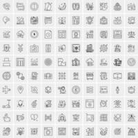 paquete de 100 iconos de líneas universales para móviles y web vector