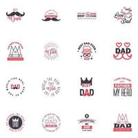 Happy fathers day 16 Black and Pink Typography set Vector typography Vintage lettering for greeting cards banners tshirt design You are the best dad Editable Vector Design Elements