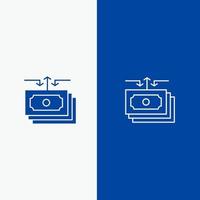 Dollar Flow Money Cash Report Line and Glyph Solid icon Blue banner Line and Glyph Solid icon Blue banner vector